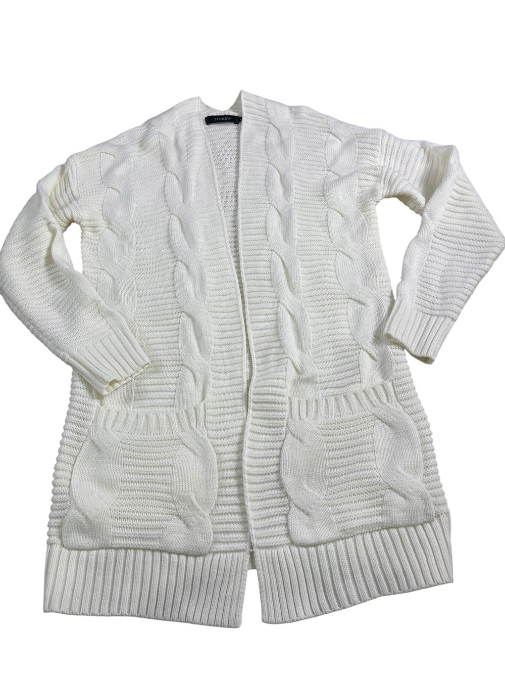 Tecrew womens casual long sleeve cable knit sweater cardigan S